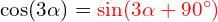 \cos\!\left(3\alpha\right)=\mathcolor{red}{\sin\!\left(3\alpha+90^{\circ}\right)}