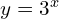 y=3^x